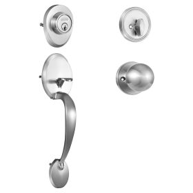 VEVOR Front Door Handle and Deadbolt Set, Satin Nickel Front Door Lock Set with Interior Knob, Adjustable Hole Spacing Single Cylinder Handleset