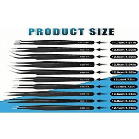 10Pcs Precision Tweezers Set, Upgraded Anti-Static Stainless Steel Tweezers with Storage Box, for Craft, Electronics, Jewelry-Making, Laboratory