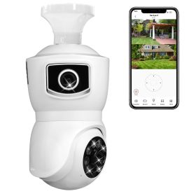 Dual Lens Security Camera E27 Light Socket Surveillance Camera 1080P WiFi IP Camera with APP Control AI Human Detection Full Color Night Vision T