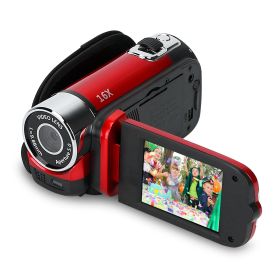 Black-Red Options - 1Pc HD 1080P Digital Video Camcorder 2.7in 16X Zoom DV Camera 270 Degree Rotation Rechargeable Kid Camera With Fill Light Sel (Color: Red)