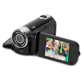 Black-Red Options - 1Pc HD 1080P Digital Video Camcorder 2.7in 16X Zoom DV Camera 270 Degree Rotation Rechargeable Kid Camera With Fill Light Sel (Color: Black)
