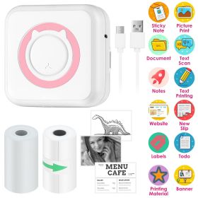 Pocket Wireless Thermal Printer Portable Mini Sticker Maker Machine Rechargeable Inkless Photo Printer for Printing Label Journal Study Notes Mem (Color: Pink)