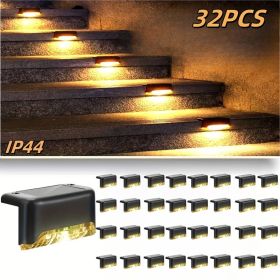 16/32PCS solar outdoor light, spring camping outdoor light, outdoor LED step light, solar charging, suitable for balconies, terraces, stairs, fen (Color: 32PCS-nuanse-1)